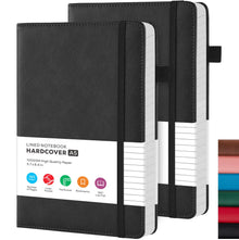 Lined Journal Notebook, A5 (5.7'' x 8.4"), 2 Pack Journaling Notebooks for Women Men Writing Work, Leather Hardcover, 160 Pages per Note Book, 100GSM Thick Paper, School Office Supplies, Black & Brown