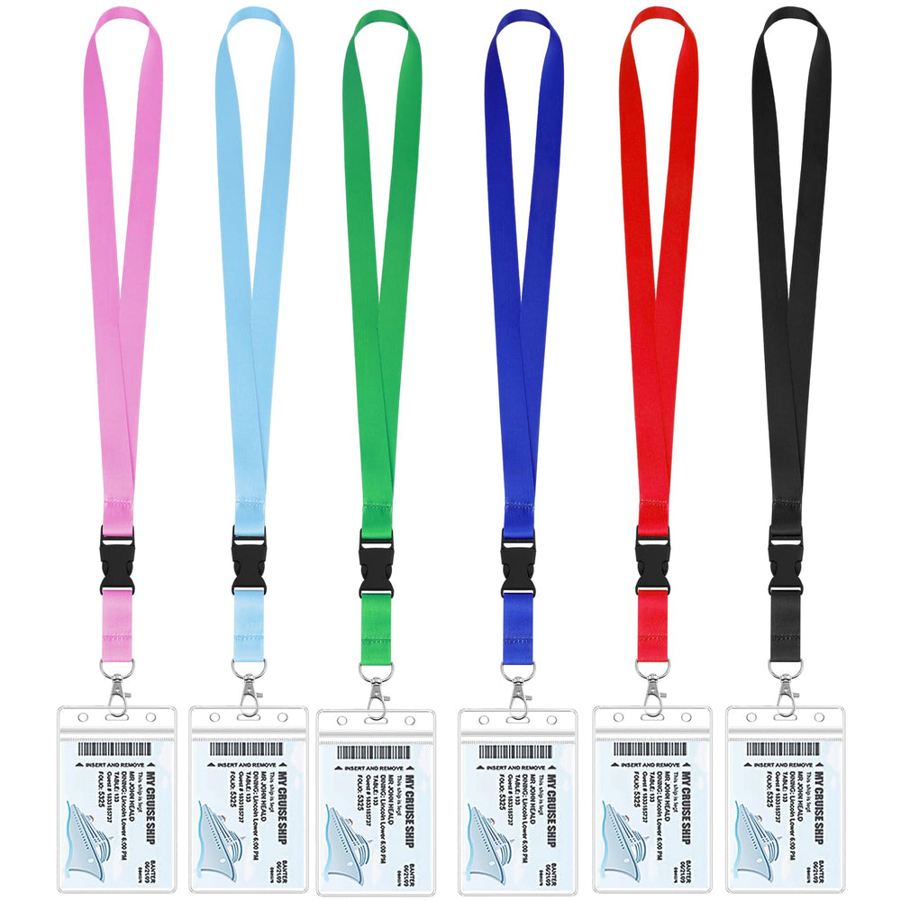 6 Pack Lanyards for Cruise Ship Cards with Waterproof ID Card Badge Holders for Royal Caribbean Cruise Essentials 2026（Ocean）
