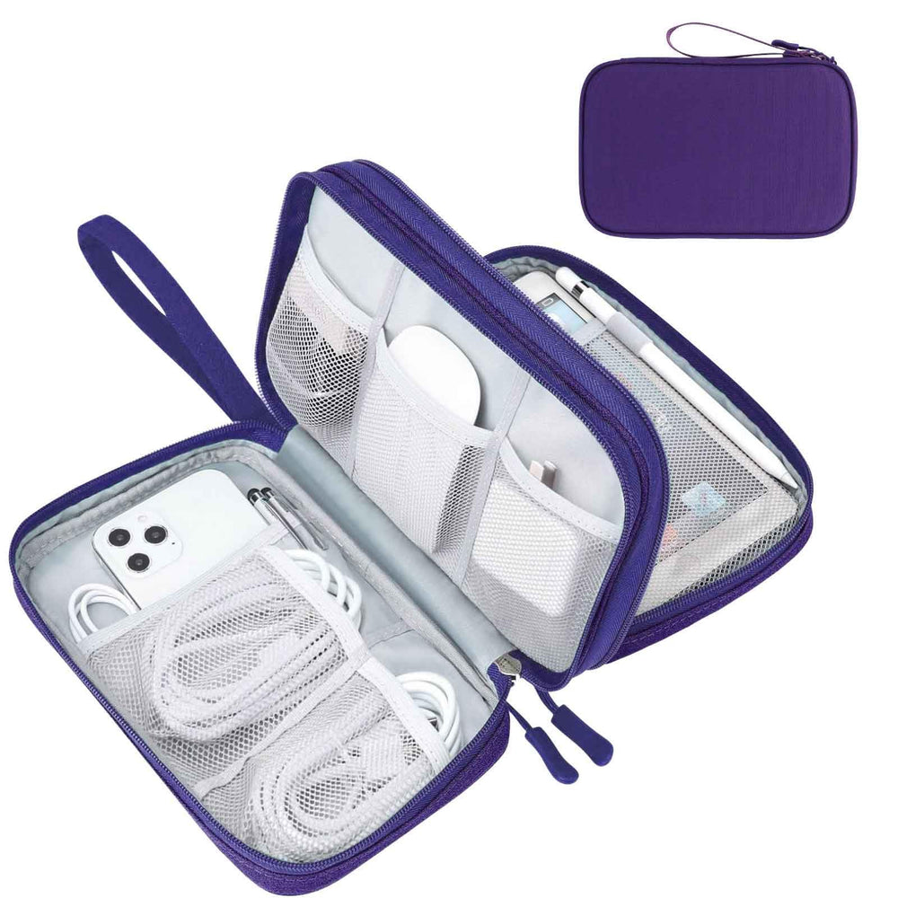 FYY Travel Cable Organizer Pouch Electronic Accessories Carry Case Portable Waterproof Double Layers All-in-One Storage Bag for Cord, Charger, Phone, Earphone Black