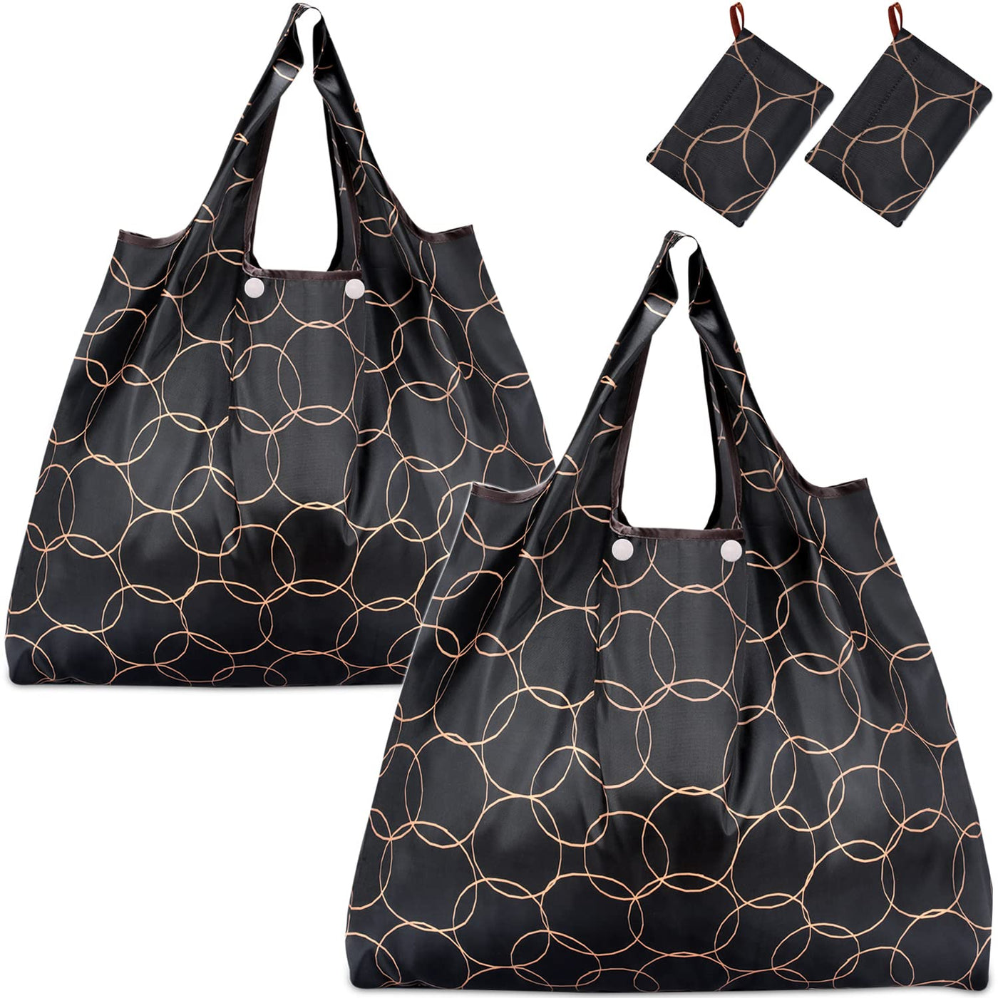 KINGMAS Reusable Grocery Bags, Eco-Friendly Folding Tote Shopping Bag fits in Pocket, Washable Waterproof Nylon Pouch Bags