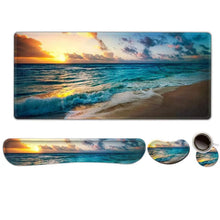 ToLuLu Extended Gaming Mouse Pad, Memory Foam Ergonomic Keyboard Mouse Wrist Rest Support Set, Large Desk Mat with Stitched Edges, Non-Slip Base Mousepad for Home Office Game and Study, Green Theme
