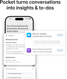 Pocket AI Voice Recorder & Smart Assistant – Auto Transcription, Summaries & Action Items – AI Note Taker for Meetings, Calls & Productivity - Space Grey