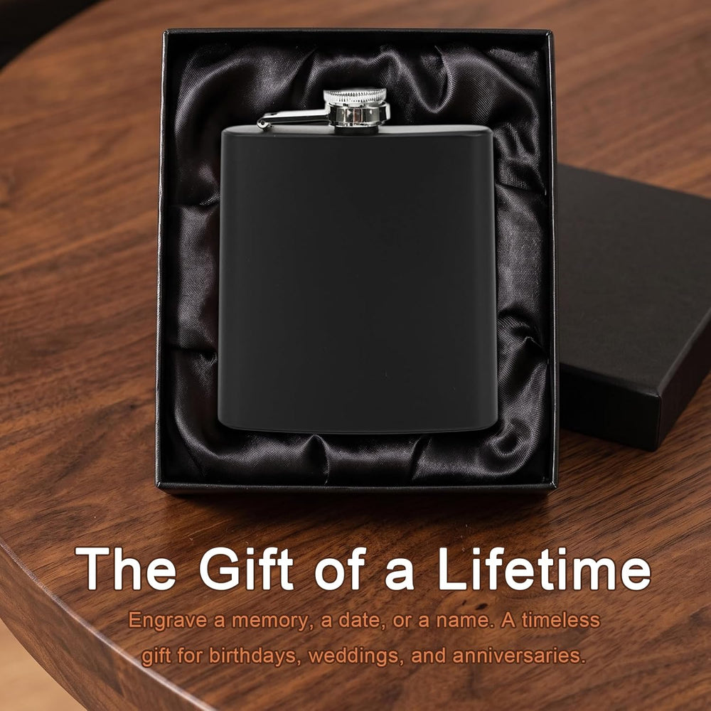 Personalized Photo Flask for Men Custom Engraved Hip Flask with Picture/Text 8 Oz Stainless Steel Leak-Proof Pocket Flask Unique Christmas Father’s Day Wedding Gift for Groomsmen Dad Husband