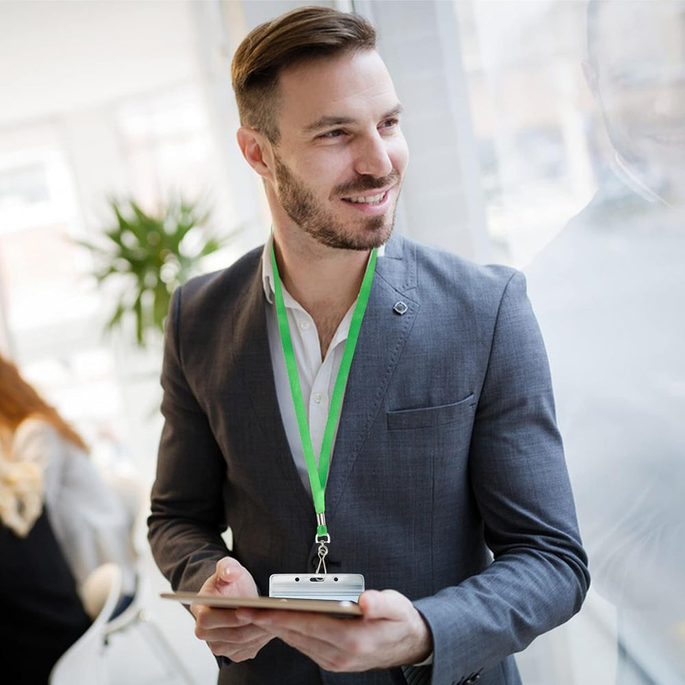 LOCONHA 50 Pack Green lanyards Lanyards for Id Badges Lanyards Safety Badge Lanyard 18" with Swivel Hook (50, Green)