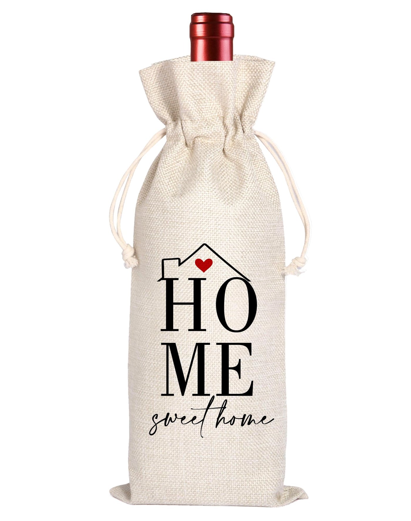House Warming Gifts New Home Gifts,House Homeowner Gift,Realtor Gift to Clients,Sweet Home Congrats,Housewarming Party Decorations,Wine Gift Bags for Women Men Friends Homeowner (Beige-Home)