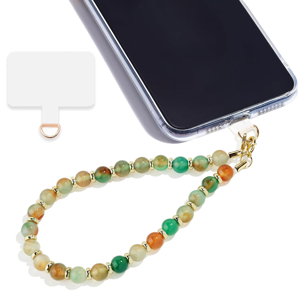 Marble Beaded Phone Wrist Strap,Detachable Phone Bracelet Strap with Tether Tab,Hands-Free Wristlet Strap (Rose Quartz)