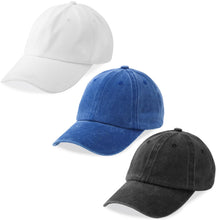 MEINICY 3 Packs Washed-Cotton Plain Baseball Cap, Vintage Adjustable Dad Hats Gift for Men/Women,Unstructured