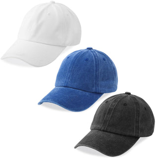 MEINICY 3 Packs Washed-Cotton Plain Baseball Cap, Vintage Adjustable Dad Hats Gift for Men/Women,Unstructured