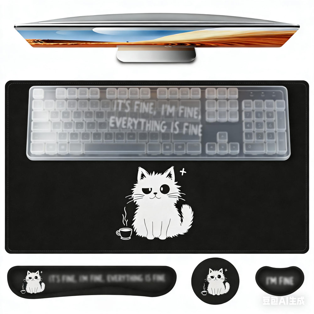 Keyboard Mouse Pad Set,Large Gaming Mouse Pad+Keyboard Wrist Rest+Wrist Rest+Coaster,Computer Desk pad Set Wrist Support for Office Desktop Laptop. (35.4" x 15.7") Extended Desk Mat (Floral)