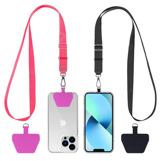 CACOE Phone Lanyard 2 Pack-2× Adjustable Neck Strap,2× Phone Patches,Universal Cell Phone Multifuctional Patch Lanyards Compatible with Most Smartphones(Black+Gray)