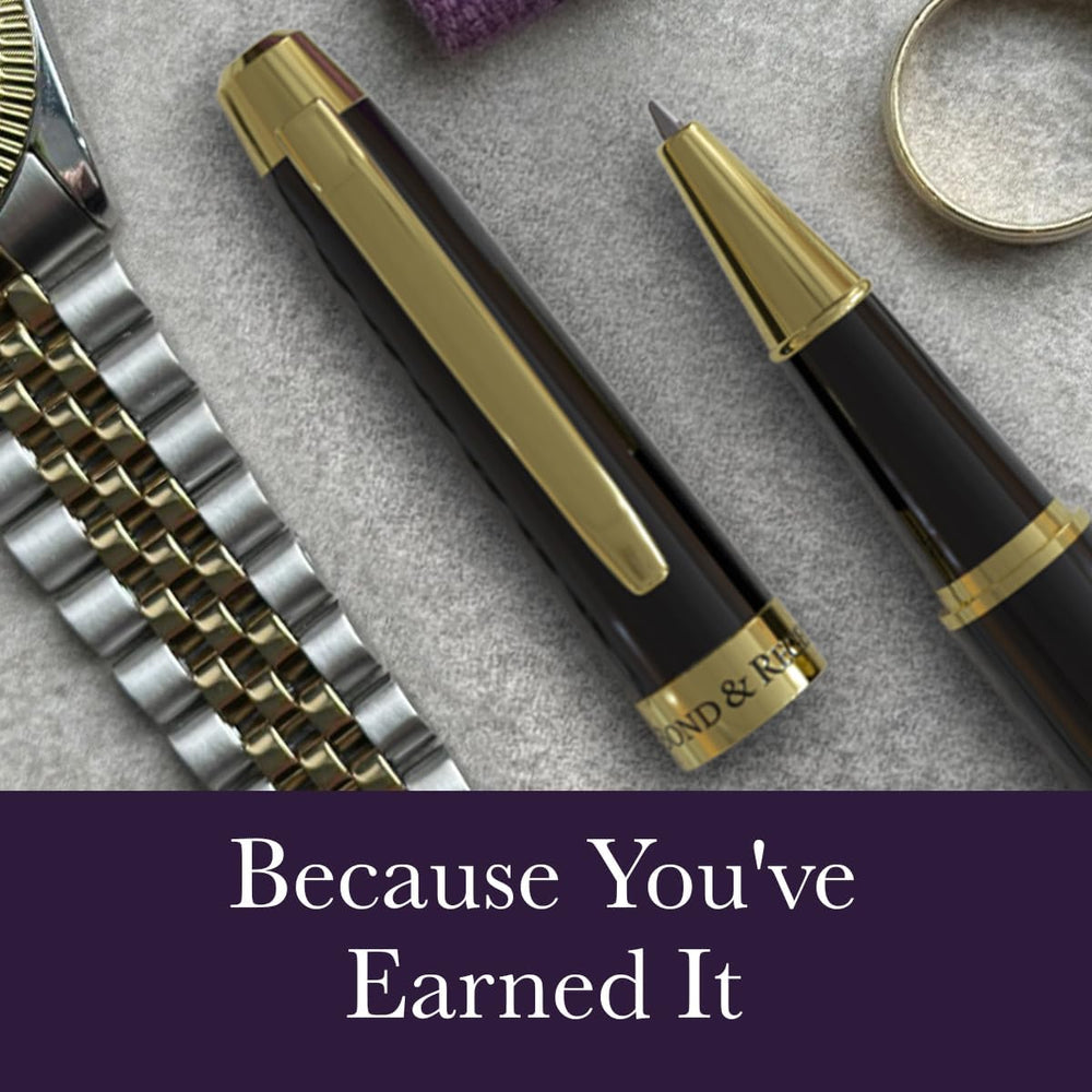 Bond & Regent 24 Karat Gold Luxury Rollerball Pen - Fancy Executive Professional Writing Gift Set for Men & Women, Nice Pens, Gloss Black