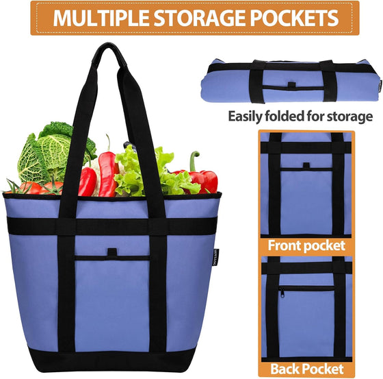 Insulated Cooler Bag, Reusable Grocery Bags for Hot/Cold Food, Thermal Food Delivery Bag for Beach, Travel, Picnics - hover image