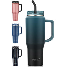 EALGRO 40 oz Tumbler with Handle, Insulated Tumblers with Lid and Straw, Large Metal Sports Water Bottle Jug, Thermal Stainless Steel Travel Coffee Mug Cup, Black