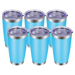 VEGOND 20oz Tumbler with Lid and Straw Stainless Steel Tumbler Cup Vacuum Insulated Double Wall Travel Coffee Mug Powder Coated Coffee Cup, Blue, 1 Pack