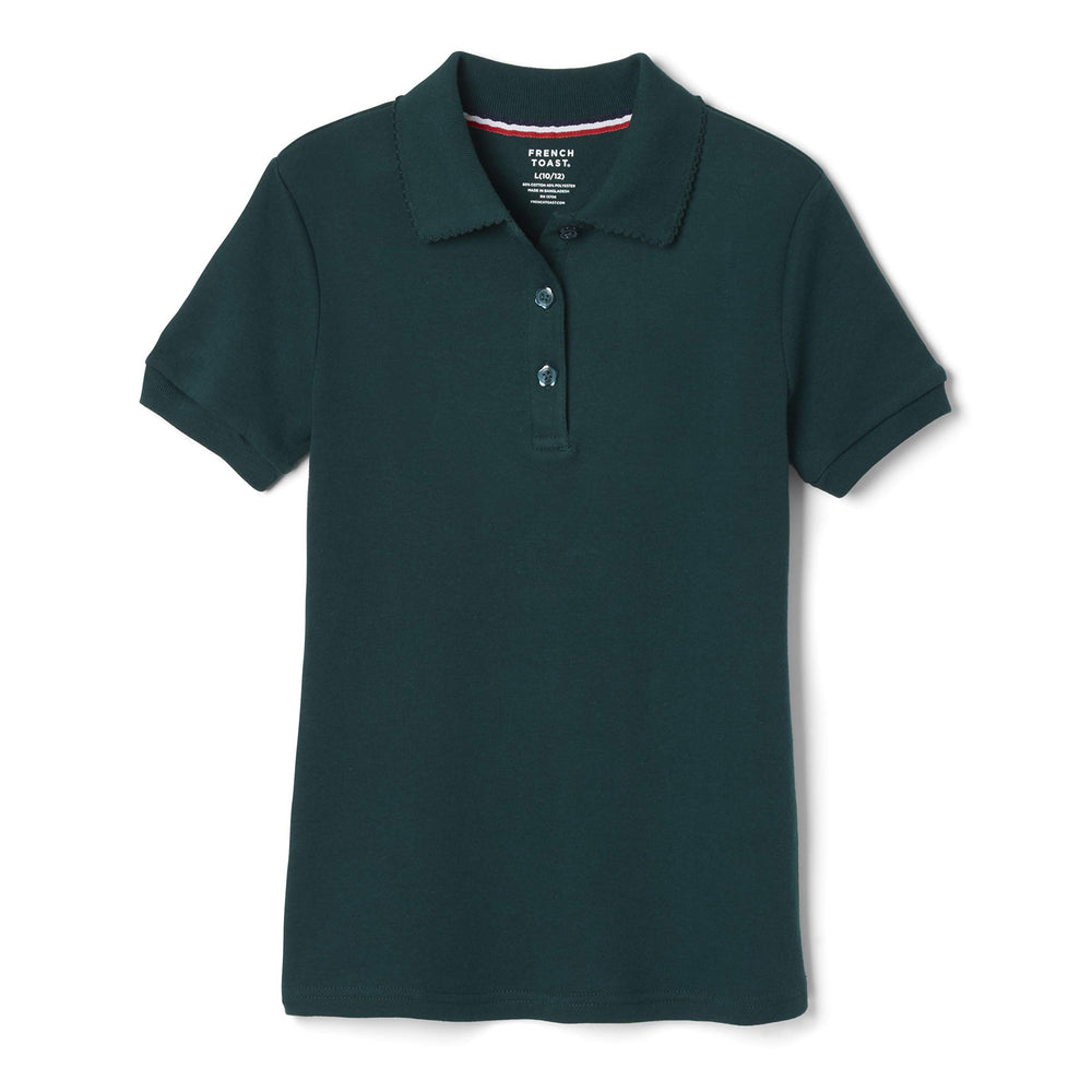 French Toast Girls' Short Sleeve Picot Collar Polo School Uniform Shirt (Standard and Plus)