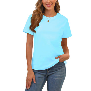 Cotton Basic T Shirts for Women,Crew Neck Short Sleeve Summer Shirts,Solid Loose Fit Tshirt, Plain Workout Tops, Undershirts