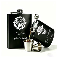 Personalized Custom Flask for Men, 8oz Engraved Stainless Steel Hip Flask with Photo & Text, Customized Liquor Flask for Dad, Husband, Groomsmen (custom flask 2)