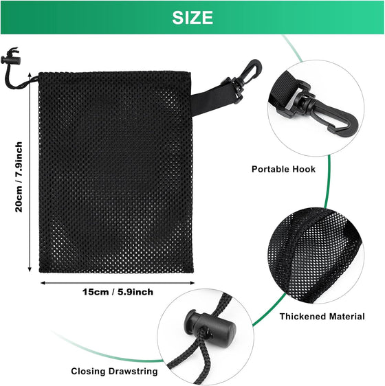 10 PCS With Clips Mesh Drawstring Bags, Portable Nylon Storage Bags for toy,Sports Storage,Outdoor activities etc. (5.9x7.9in) - hover image