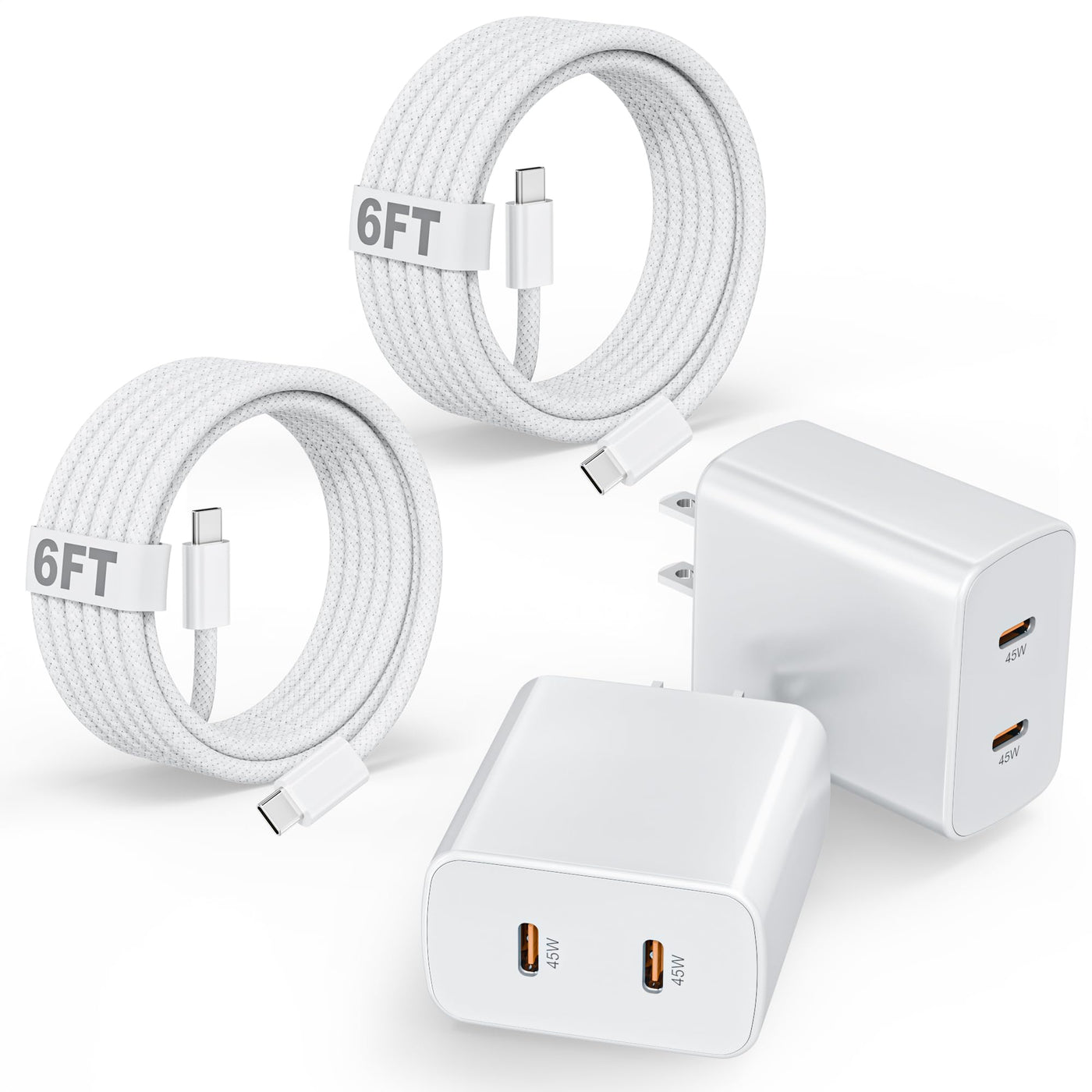iPhone 17 16 15 Charger, 2Pack PD Dual USB C Charger Block Fast Charging Wall Charger Plug with 10FT Long USB C to C Charger Cord Woven Cable for Apple iPhone 17/16 Pro Max/16 Pro/16/15 ProMax/15/iPad