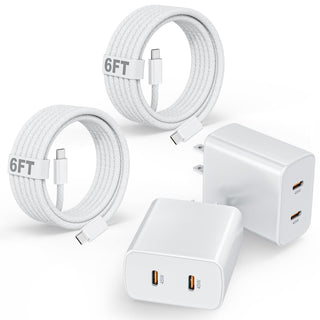 iPhone 17 16 15 Charger, 2Pack PD Dual USB C Charger Block Fast Charging Wall Charger Plug with 10FT Long USB C to C Charger Cord Woven Cable for Apple iPhone 17/16 Pro Max/16 Pro/16/15 ProMax/15/iPad