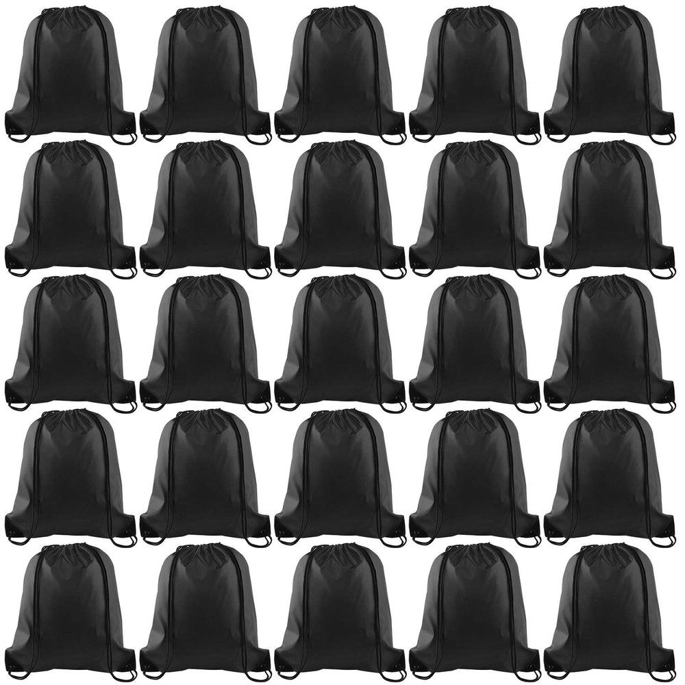 KUUQA 2 Pcs Drawstring Backpack Bags Sports Cinch Sack String Backpack Storage Bags for School Gym Traveling (Black)