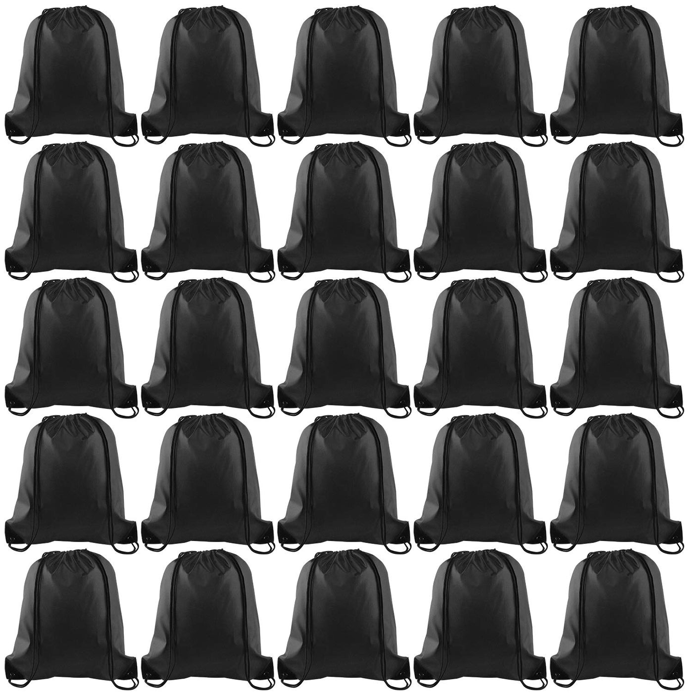 KUUQA 2 Pcs Drawstring Backpack Bags Sports Cinch Sack String Backpack Storage Bags for School Gym Traveling (Black)
