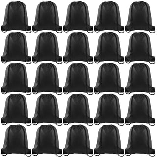 KUUQA 2 Pcs Drawstring Backpack Bags Sports Cinch Sack String Backpack Storage Bags for School Gym Traveling (Black)