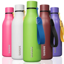 BJPKPK Insulated Water Bottles, 18 oz Stainless Steel Metal Water Bottle with Strap, BPA Free Leak Proof Jugs, Mugs, Flasks, Reusable Thermal Flasks for Sports & Travel, Orange