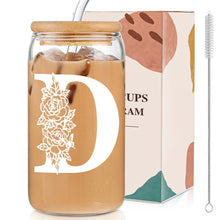 DWTS DANWEITESI Birthday Gifts for Women: Initial Glass Cup as Office Graduation Memorial Holiday Personalized Gifts - for Teacher Employee Nurse Coworkers Bridesmaid Bride - R Aesthetic Cup