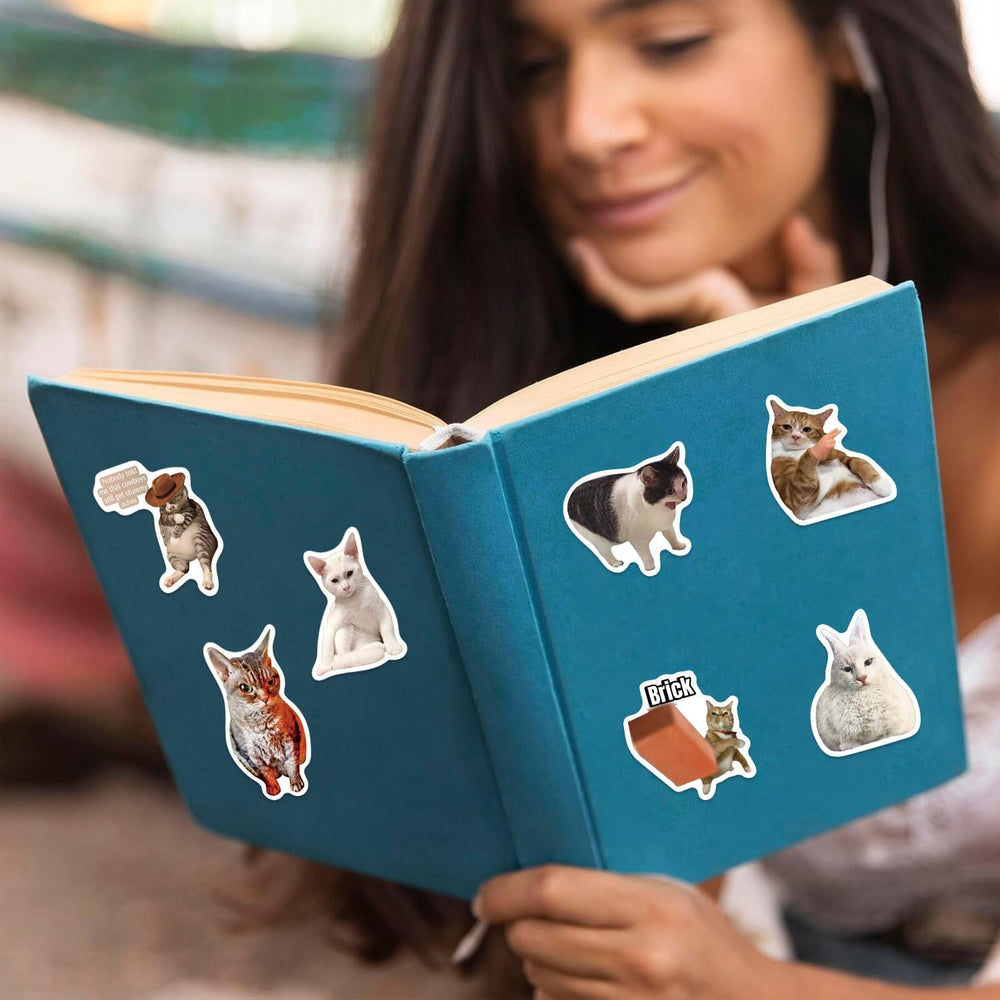 Cat Meme Stickers, Funny Cat Stickers for Journaling Adults Kawaii,Cute Waterproof Vinyl Sticker for Water Bottles Laptops 50Pcs
