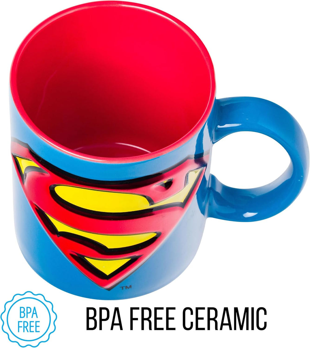 Silver Buffalo Superman Logo Icon Embossed Foil 20oz Ceramic Mug