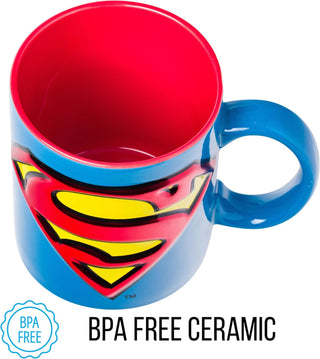 Silver Buffalo Superman Logo Icon Embossed Foil 20oz Ceramic Mug