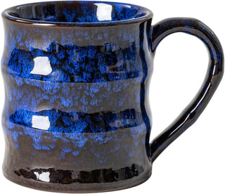 Dehua Artisan 15 oz Ceramic Coffee Mug with Large Handle, Unique Reactive Glaze Coffee Cup for WFH Office, Cozy Holiday Gift for Men Women, Blue