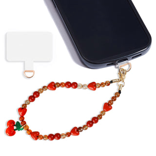 Marble Beaded Phone Wrist Strap,Detachable Phone Bracelet Strap with Tether Tab,Hands-Free Wristlet Strap (Rose Quartz)