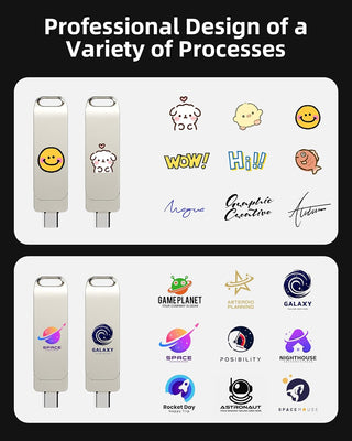 Bilious Custom Personalized USB C Flash Drive 32GB/64GB/128GB/256GB, Metal 360° Rotation Style USB 3.0 Thumb Drive, 2 in 1 Dual Portable Memory Stick, Waterproof Jump Drive