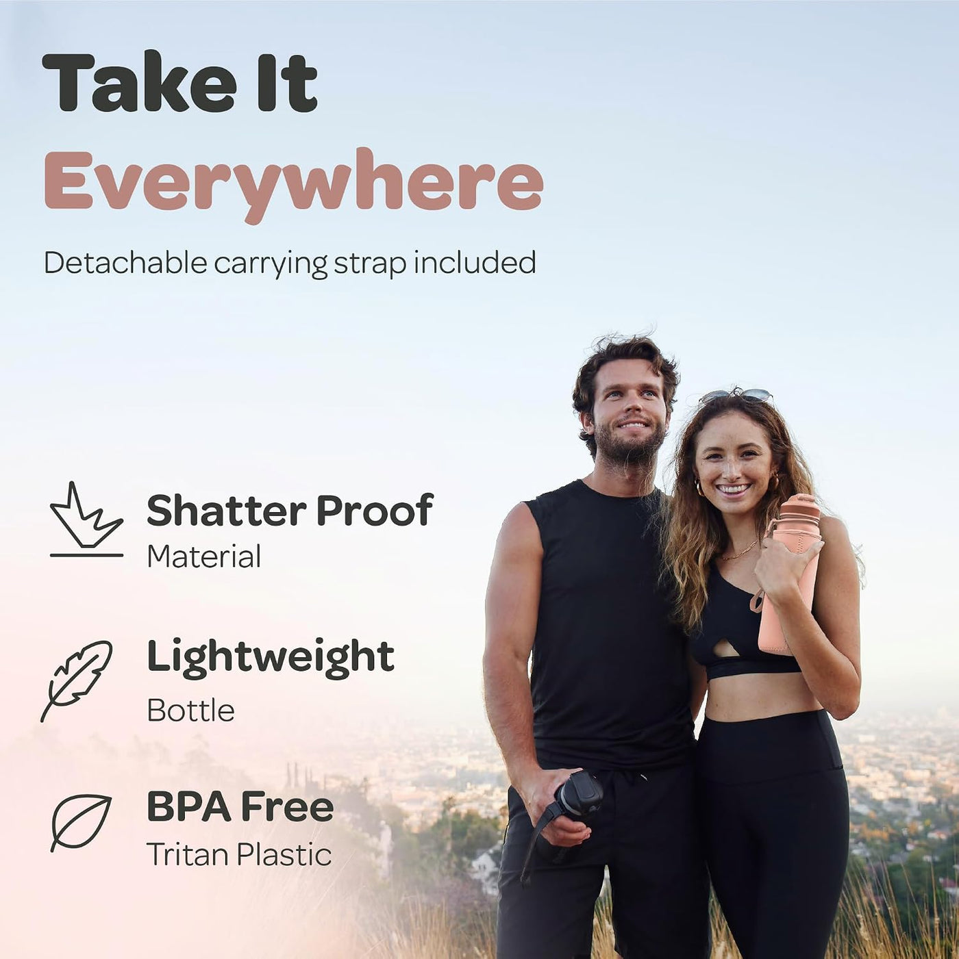 Hydracy Water Bottle with Time Marker -Large BPA Free Water Bottle & No Sweat Sleeve -Leak Proof Gym Bottle with Times to Drink - Ideal for Fitness Sports & Outdoors