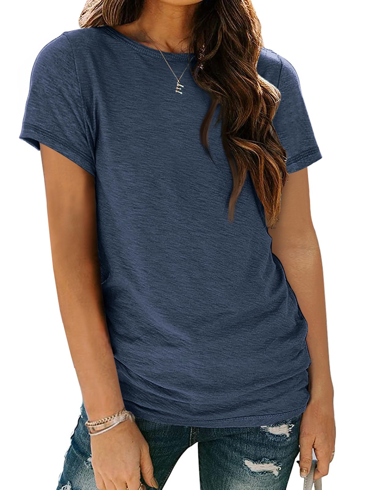 AUTOMET Women's Short Sleeve Shirts Summer Tops Crew Neck Basic Tees Casual Tshirts