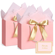 JMANNI Gift Bags with Handles, 13” Medium Gift Bag for Presents, 1 Pcs Bags with 2 Tissue Paper and 1 Cards for Graduation Baby Shower Wedding Fathers Day Mother's Day Birthday Party（champagne gold）