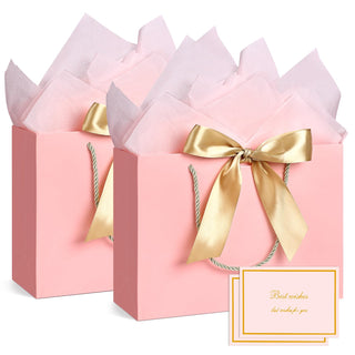 JMANNI Gift Bags with Handles, 13” Medium Gift Bag for Presents, 1 Pcs Bags with 2 Tissue Paper and 1 Cards for Graduation Baby Shower Wedding Fathers Day Mother's Day Birthday Party（champagne gold）