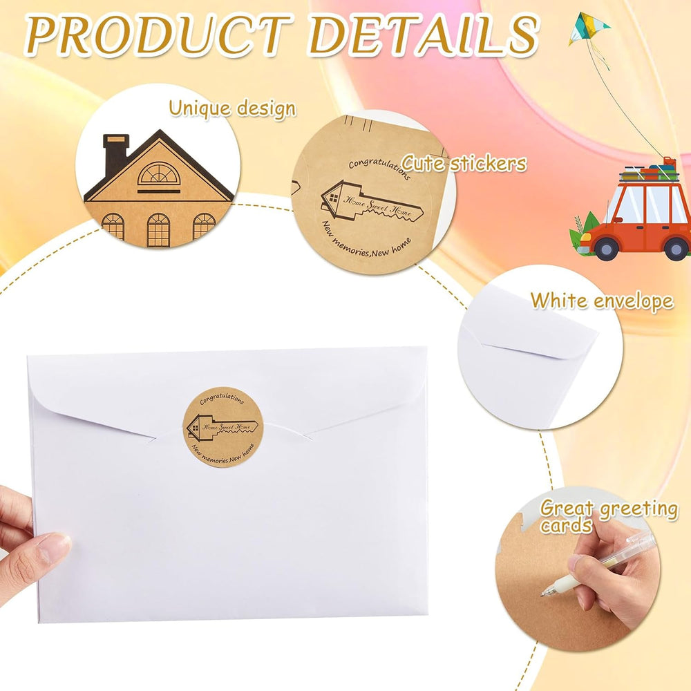 Fulmoon 30 Set Congratulations on Your New Home Cards Bulk Thank You House Shaped Welcome Cards with Envelope and Stickers Housewarming Closing Gifts for House Buyer Real Estate Agent Supplies