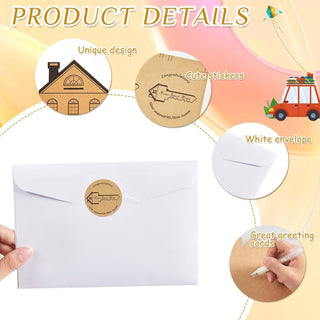 Fulmoon 30 Set Congratulations on Your New Home Cards Bulk Thank You House Shaped Welcome Cards with Envelope and Stickers Housewarming Closing Gifts for House Buyer Real Estate Agent Supplies