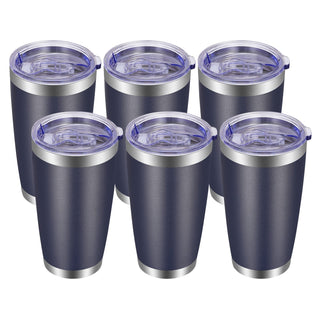 VEGOND 20oz Tumbler with Lid and Straw Stainless Steel Tumbler Cup Vacuum Insulated Double Wall Travel Coffee Mug Powder Coated Coffee Cup, Blue, 1 Pack