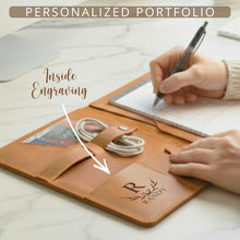 Personalized Leather Portfolio for Men, Women - Custom Business & Organizer A4 A5 Document Binder, Journal for Coworker, Employee, Gift for Him, Her, Students, Graduation, Father’s Day, Office Gifts