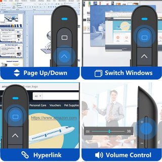 Presentation Clicker for PowerPoint, RF Wireless Presenter Remote with Hyperlink & Volume Control, USB PPT Clicker Slide Advancer for Laptop Computer Mac