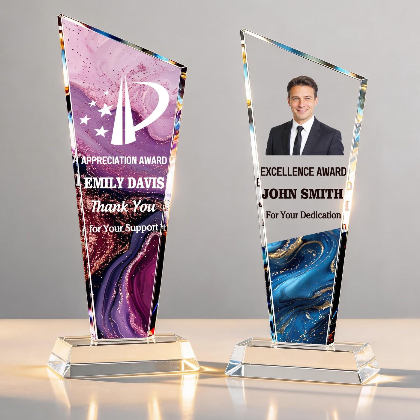 Custom Acrylic Trophy Award with Logo/Photo Text- Personalized Plaque for Recognition, Retirement, Farewell, Anniversary, Golf - Awards for Employee, Boss, Coworker Appreciation Gifts