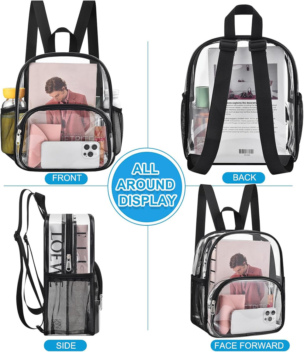 Busiuw Clear Backpack for Stadium Events Stadium Approved Clear Backpack 12x12x6 with Front Pocket for Concert Sport Fashion Women Backpack Events Work Travel