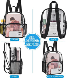 Busiuw Clear Backpack for Stadium Events Stadium Approved Clear Backpack 12x12x6 with Front Pocket for Concert Sport Fashion Women Backpack Events Work Travel
