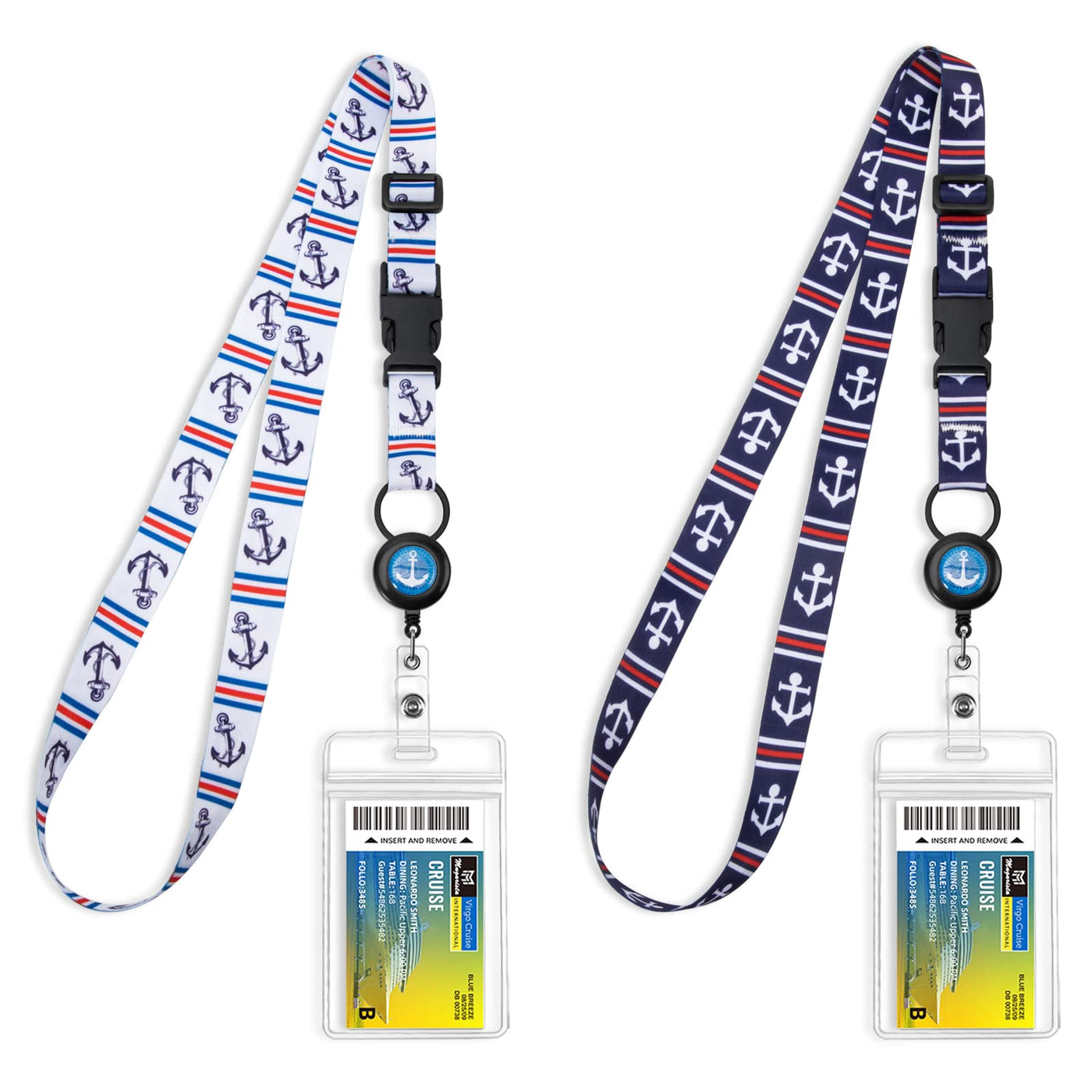 MNGARISTA Cruise Lanyards, Adjustable Lanyard with Retractable Reel, Waterproof ID Badge Holder for All Cruises Ships Key Cards, 2pack