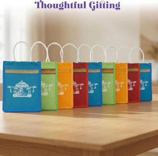 LOVENSPIRE Printed Jute Burlap Tote Gift Bags – Ideal for Wedding, Housewarming Favors, & Traditional Indian Return Gifts