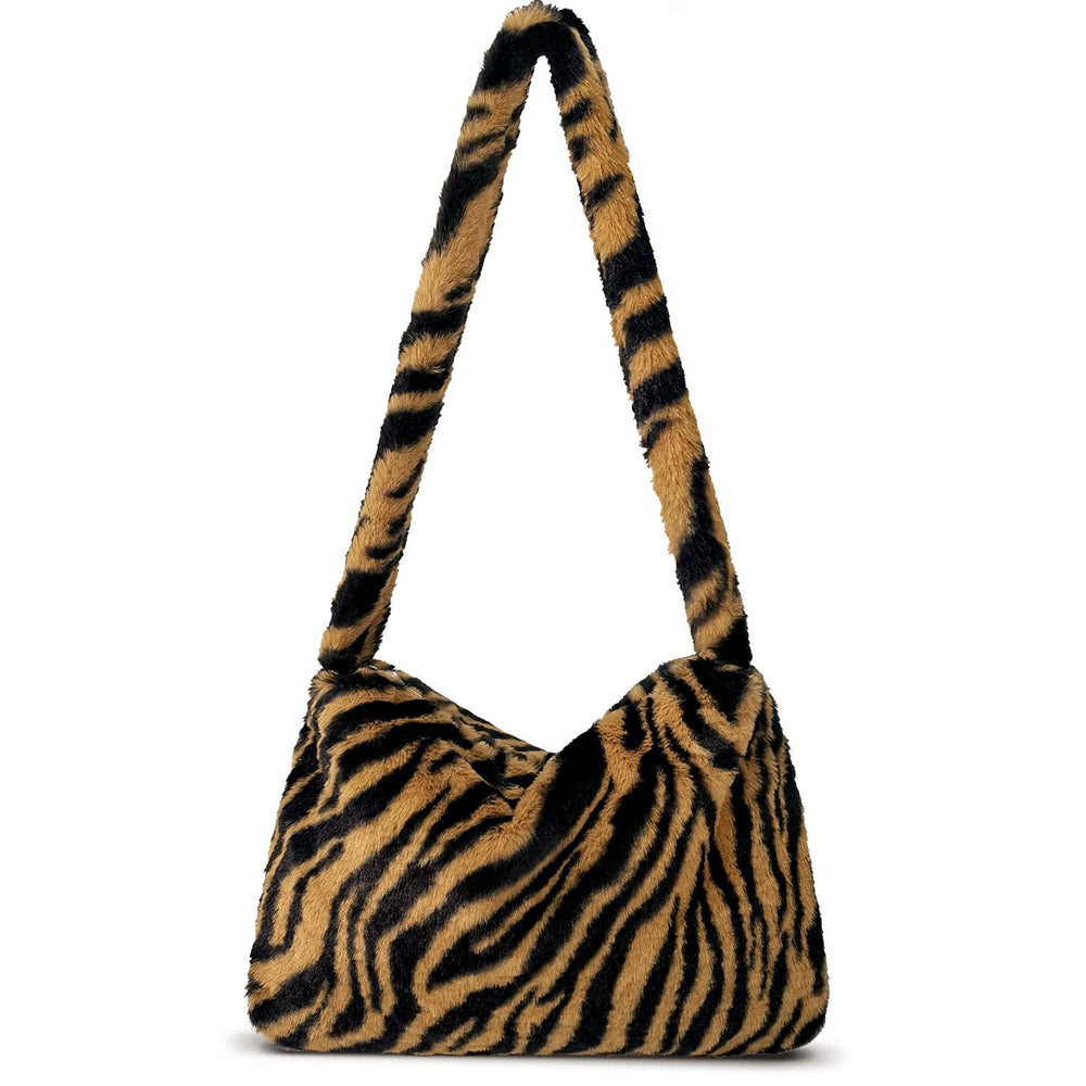 Fuzzy Tote Bag Y2K Fluffy Shoulder Bag Women Furry Purse Large Cute Plush Bag Ladies Faux Fur Bag for Autumn and Winter